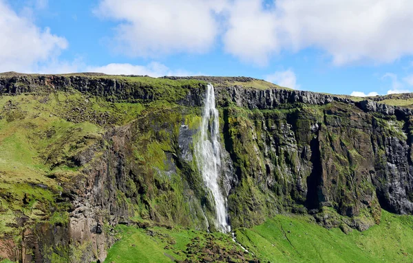 Panorámás Kilátás Vízesés Legnagyobb Vízesés Skogar Golden Circle Útvonal Izland — Stock Fotó