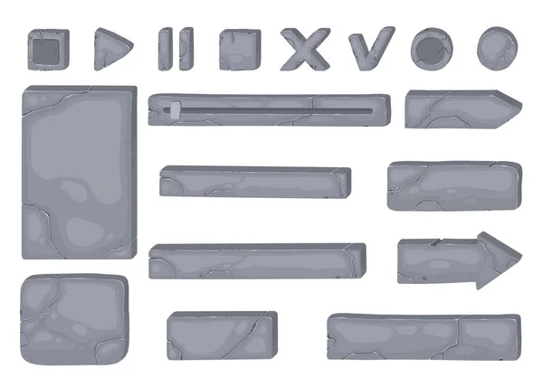 Placas Piedra Tableros Pancartas Para Juegos Conjunto Elementos Diseño Gui — Vector de stock