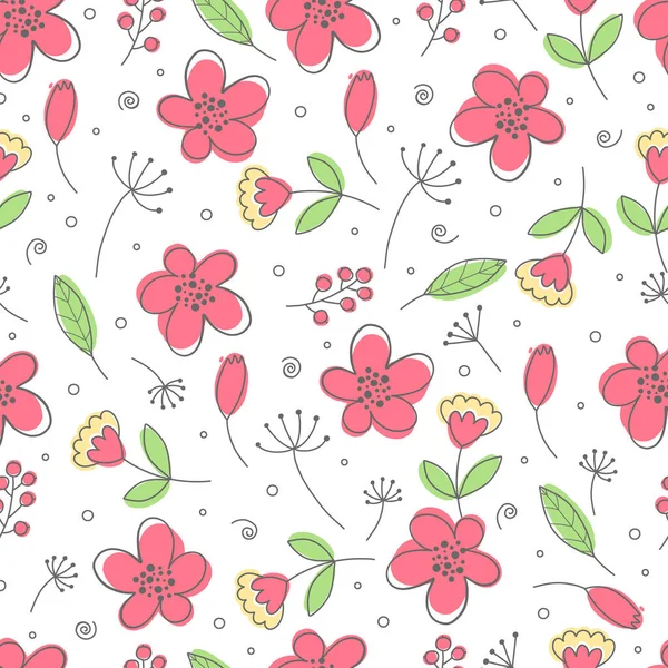 Şakayık Gülleri Laleleri Okaliptüsleri Olan Muhteşem Dikişsiz Çiçek Desenleri Baskı — Stok Vektör