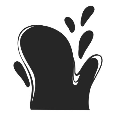 Siyah su sıçraması. Dövme tasarımı için soyut ıslak sıçrama damlası, nehir dalgalanması lekesi basit deniz çevresi karalaması. Vektör izole edildi. Farklı çamur ya da mürekkep şekilleri