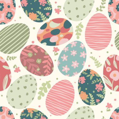 Mutlu Paskalya Yumurtaları Şablonu. Modern geometrik soyut tarz. Paskalya illüstrasyonu vektörü. Paskalya yumurtaları, dal. Poster, kapak ya da kartpostal için mükemmel..