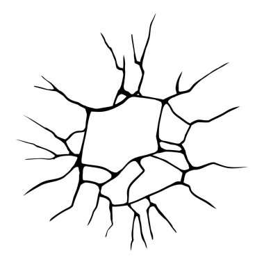 Kuru çatlak. Yer çatlağı, çatlak yengeç ve hasarlı duvar dokusu. Jeolojik hasar dünya yüzeyi, toprak çatlağı dokusu ya da deprem duvar kağıdı. Beyaz arkaplanda izole vektör işareti