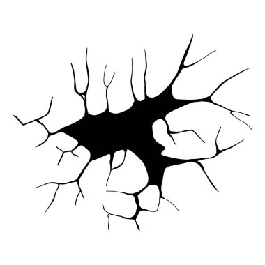 Kuru çatlak. Yer çatlağı, çatlak yengeç ve hasarlı duvar dokusu. Jeolojik hasar dünya yüzeyi, toprak çatlağı dokusu ya da deprem duvar kağıdı. Beyaz arkaplanda izole vektör işareti