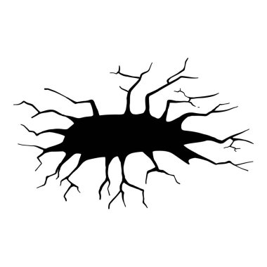 Kuru çatlak. Yer çatlağı, çatlak yengeç ve hasarlı duvar dokusu. Jeolojik hasar dünya yüzeyi, toprak çatlağı dokusu ya da deprem duvar kağıdı. Beyaz arkaplanda izole vektör işareti