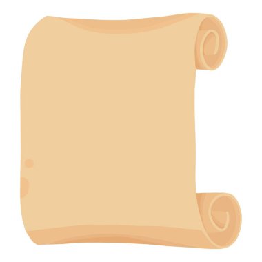 Karikatür antik parşömen parşömeni ve eski kağıt müsveddesi. Fantezi hazine haritası, diploma ve mektup. Tarihsel klasik parşömen taşıyıcısı. Dini yazıtlar için papirüs, beyaz sertifika için yaş