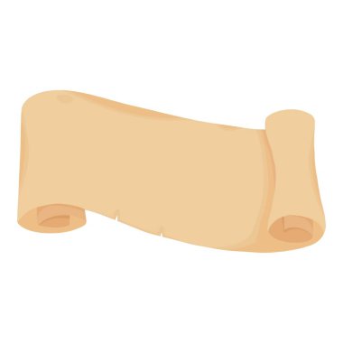 Karikatür antik parşömen parşömeni ve eski kağıt müsveddesi. Fantezi hazine haritası, diploma ve mektup. Tarihsel klasik parşömen taşıyıcısı. Dini yazıtlar için papirüs, beyaz sertifika için yaş