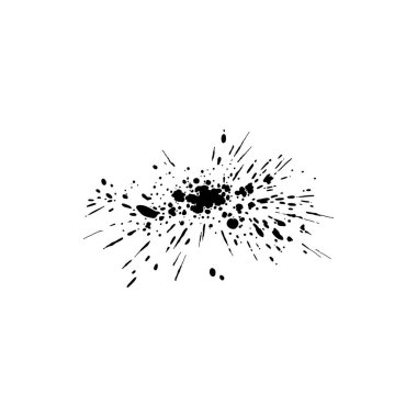 Grunge mürekkebi sıçramış. Bir tutam boya, damlatan sprey boya ve ıslak boya damlası vektörü ile çerçeve. Görüntü sıçrama ve damlama tasarımı, beyaz arkaplanda siluet damlası spreyi