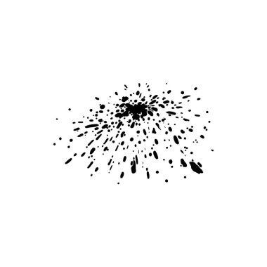 Grunge mürekkebi sıçramış. Bir tutam boya, damlatan sprey boya ve ıslak boya damlası vektörü ile çerçeve. Görüntü sıçrama ve damlama tasarımı, beyaz arkaplanda siluet damlası spreyi