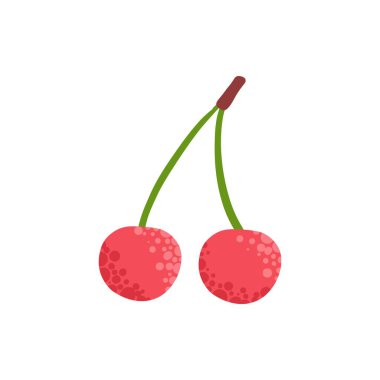 Kek meyvesi. Doğal tropik meyve, karalama kirazı ve vitamin. Vejetaryen mutfak eli çizilmiş, organik meyve veya vejetaryen yemeği. Beyaz arkaplanda izole edilmiş vektör simgesi