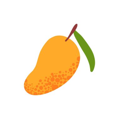 Kek meyvesi. Doğal tropik meyve, karalama vitamini mangosu. Vejetaryen mutfak işi, organik meyve ya da vejetaryen yemeği. Beyaz arkaplanda izole edilmiş vektör simgesi