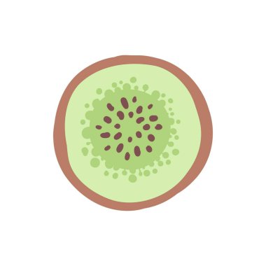 Kek meyvesi. Doğal tropikal kivi meyvesi, karalama vitamin yiyeceği. Vejetaryen mutfak işi, organik meyve ya da vejetaryen yemeği. Beyaz arkaplanda izole edilmiş vektör simgesi