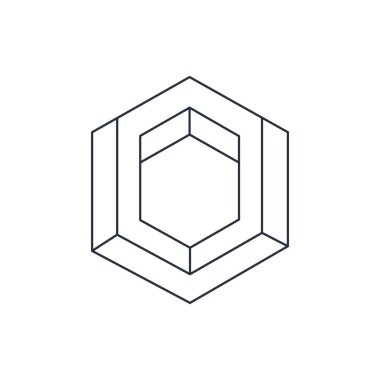 Optik illüzyon, gerçek dışı geometrik element. İmkansız soyut doğrusal şekil, görsel yanılsama geometrik figür düz vektör illüstrasyon ikonu. Beyaz arkaplanda gerçek dışı çizgi figürü