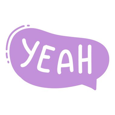 Cümleli diyalog balonu. Selamlama ve ifade için komik konuşma balonu, renkli metin sohbet şekilleri. Beyaz arkaplanda çizgi roman sohbet bulutu illüstrasyonunun vektör izole simgesi