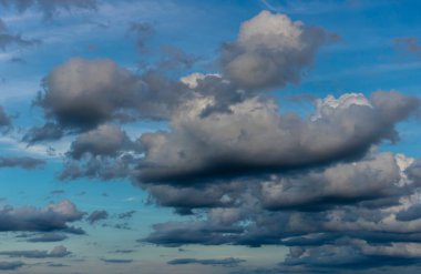 Brezilya 'da mavi gökyüzü olan güzel beyaz bulutların soyut arkaplanı