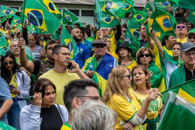 Brezilya. Kasım 02, 2022. Başkan Bolsonaro 'nun destekçileri Marilia, SP' deki Savaş Çekimleri Kışlası önünde bir gösteri yaptılar. Lula 'nın demokratik seçimlerine karşı federal müdahale talep ediyorum.