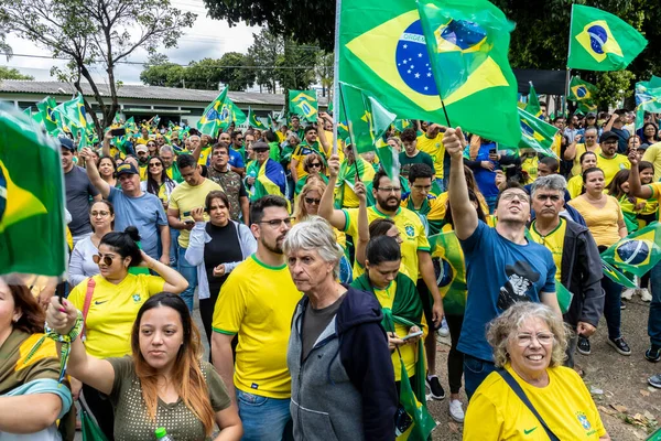 Brazil Nov 2022 Supporters President Bolsonaro Perform Act Front Barracks — 스톡 사진