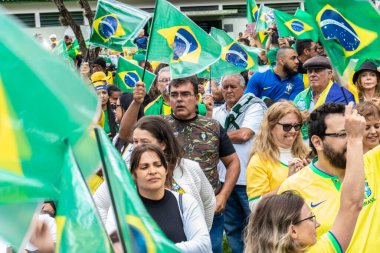 Brezilya. Kasım 02, 2022. Başkan Bolsonaro 'nun destekçileri Marilia, SP' deki Savaş Çekimleri Kışlası önünde bir gösteri yaptılar. Lula 'nın demokratik seçimlerine karşı federal müdahale talep ediyorum.