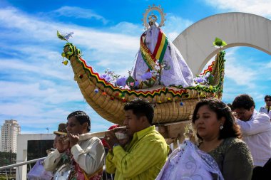 Sao Paulo, Brazil, August 04, 2007. Commemoration of the independence of Bolivia, with a procession of the Virgin of Copacabana, patron saint of the country, at the Memorial of Latin America  in Sao Paulo