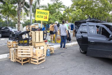 Sao Paulo, Brazil, January 09, 2023. Bolsonaristas demonstrations dismantle the tents after the court order of the Federal Supreme Court Minister Alexandre de Moraes, after 71 days camped in Sao Paulo