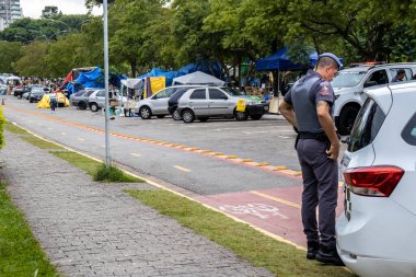 Sao Paulo, Brazil, January 09, 2023. Bolsonaristas demonstrations dismantle the tents after the court order of the Federal Supreme Court Minister Alexandre de Moraes, after 71 days camped in Sao Paulo