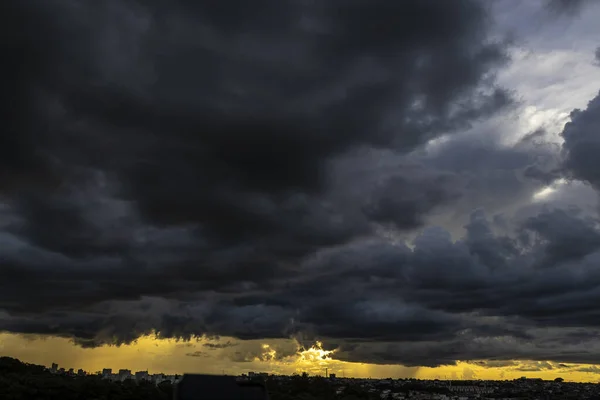 Dark Clouds Rainy City Brazil Sunset — Stock Fotó