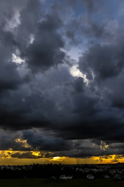 Dark Clouds Rainy City Brazil Sunset — Foto de Stock