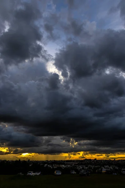 Dark Clouds Rainy City Brazil Sunset — Fotografia de Stock