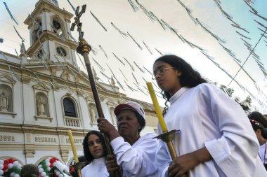 Sao Paulo, Brezilya, 19 Ağustos 2007. Sao Paulo civarındaki Bixiga 'daki Achiropita Hanımefendimize adanmış geleneksel ziyafet alayı. Brezilya