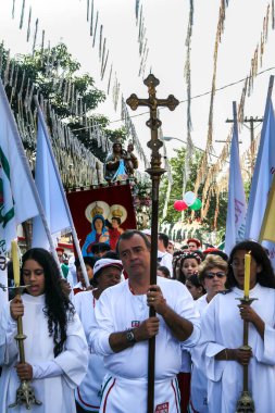 Sao Paulo, Brezilya, 19 Ağustos 2007. Sao Paulo civarındaki Bixiga 'daki Achiropita Hanımefendimize adanmış geleneksel ziyafet alayı. Brezilya