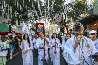 Sao Paulo, Brezilya, 19 Ağustos 2007. Sao Paulo civarındaki Bixiga 'daki Achiropita Hanımefendimize adanmış geleneksel ziyafet alayı. Brezilya