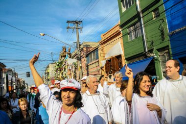 Sao Paulo, Brezilya, 19 Ağustos 2007. Sao Paulo civarındaki Bixiga 'daki Achiropita Hanımefendimize adanmış geleneksel ziyafet alayı. Brezilya
