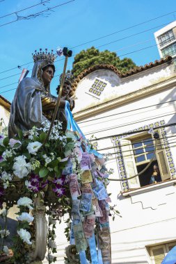 Sao Paulo, Brezilya, 19 Ağustos 2007. Sao Paulo civarındaki Bixiga 'daki Achiropita Hanımefendimize adanmış geleneksel ziyafet alayı. Brezilya