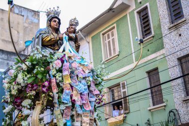 Sao Paulo, Brezilya, 19 Ağustos 2007. Sao Paulo civarındaki Bixiga 'daki Achiropita Hanımefendimize adanmış geleneksel ziyafet alayı. Brezilya