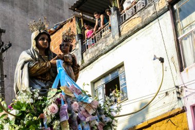 Sao Paulo, Brezilya, 19 Ağustos 2007. Sao Paulo civarındaki Bixiga 'daki Achiropita Hanımefendimize adanmış geleneksel ziyafet alayı. Brezilya