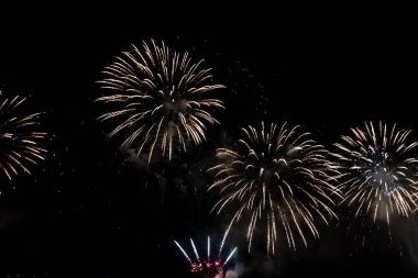 The firework isolated display for celebration happy new year and merry christmas on black isolated background in Brazil