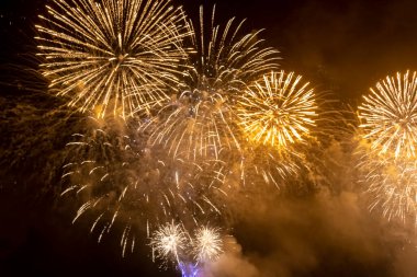 The firework isolated display for celebration happy new year and merry christmas on black isolated background in Brazil