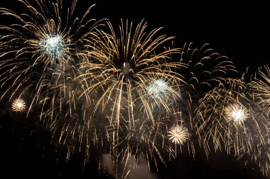 The firework isolated display for celebration happy new year and merry christmas on black isolated background in Brazil
