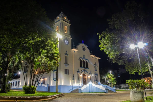 Vista Nocturna Fachada Catedral Sao Bento Centro Ciudad Marilia Este — Foto de Stock