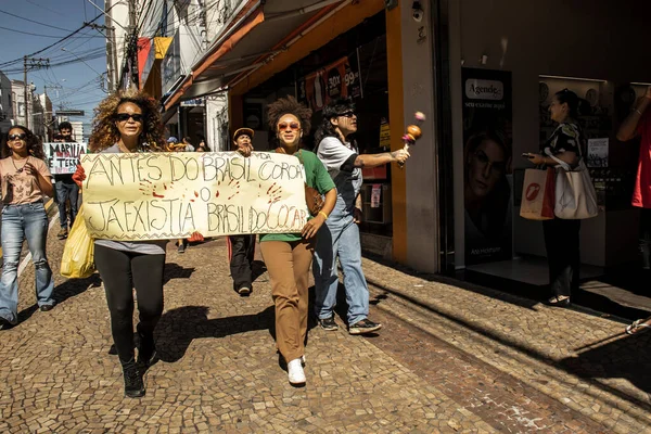 Marilia Brazil June 2023 Indigenous Peoples Members Social Movements Staged — Stock Photo, Image