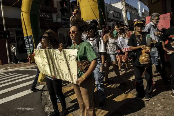 Marilia Brazil June 2023 Indigenous Peoples Members Social Movements Staged — Stock Photo, Image