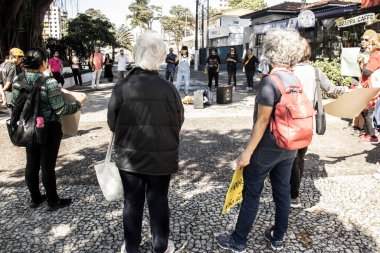 Marilia, SP, Brezilya, Haziran 03, 2023. Yerli halk ve sosyal hareketler üyeleri PL 490 'a, Marco Temporal yasasına karşı bir eylem düzenlediler..