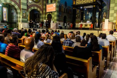 Vera Cruz, Sao Paulo, Brezilya, 08 Haziran 2023. Corpus Christi gününde Sagrado Coracao de Jesus kilisesinde Vera Cruz belediyesinde