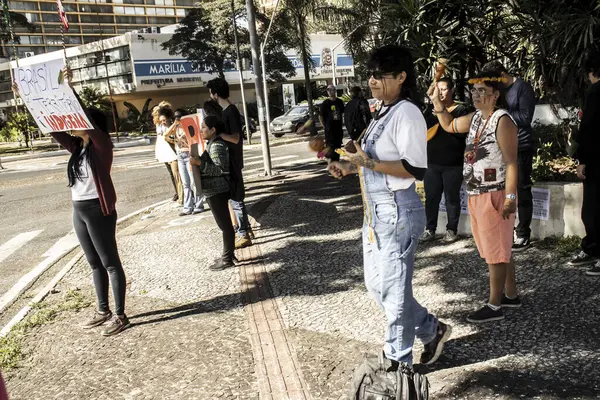 Marilia Brazil June 2023 Indigenous Peoples Members Social Movements Staged — Stock Photo, Image