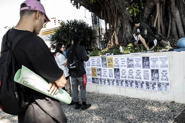Marilia Brazil June 2023 土著人民和社会运动成员发动了一场反对Pl 490的行动 即Marco Temporal法的行动 并在Marilia市市中心进行了抗议和游行 — 图库照片