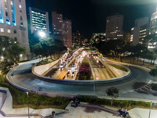 Сан Паулу Бразилия Июля 2023 Года Ночная Пробка Въезде Туннель — стоковое фото