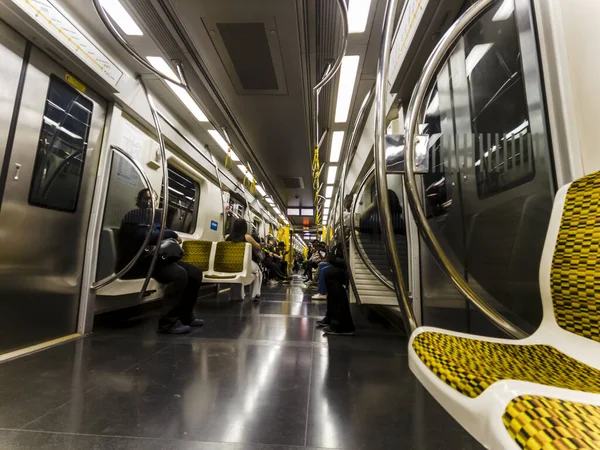 Sao Paulo Brezilya Temmuz 2023 Metroya Giden Sarı Vagon Sao — Stok fotoğraf