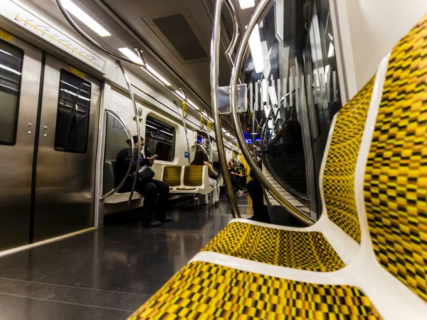 Sao Paulo Brezilya Temmuz 2023 Metroya Giden Sarı Vagon Sao — Stok fotoğraf