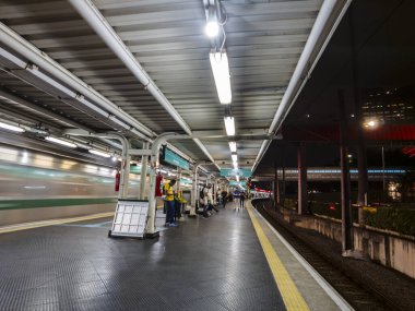 Sao Paulo, Brezilya, 22 Eylül 2023. Vila Olimpia İstasyonu platformunda CPTM 'den 9. Zümrüt hattı, CCR şirketinden Via Mobilidade tarafından yönetiliyor..