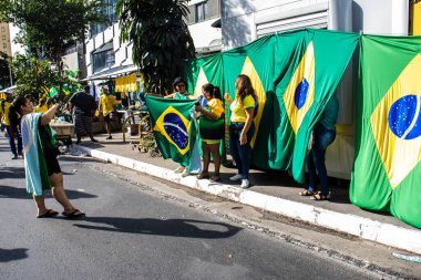 Sao Paulo, SP, Brezilya. 25 Şubat 2024. Jair Bolsonaro destekçileri Sao Paulo Brezilya 'da Paulista Bulvarı' nda bir miting düzenlediler.