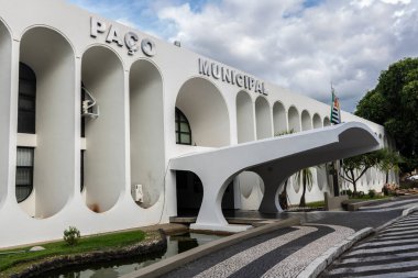 Belediye Sarayı cephesi, belediye binası ve belediye meclisi, Tupa 'nın merkezinde, Sao Paulo eyaletinin batı-merkez bölgesinde.